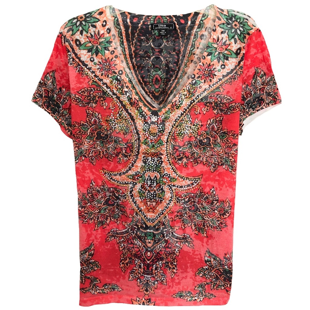 Small (or petite M) rhinestone tee